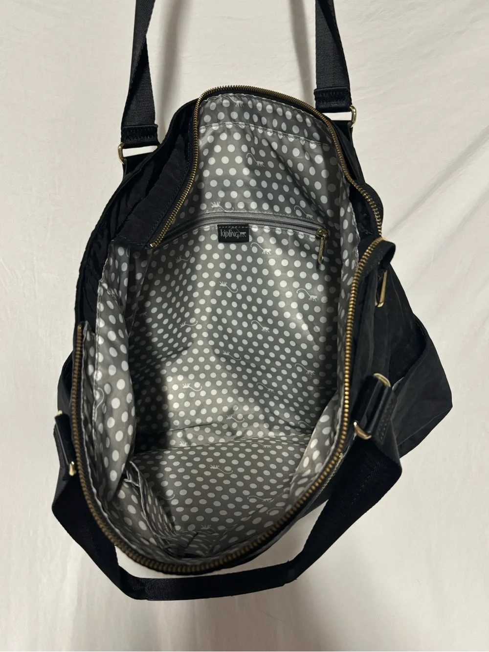 Kipling Black Everyday Travel Gym Baby Large Tote Bag with Front Zip Pocket